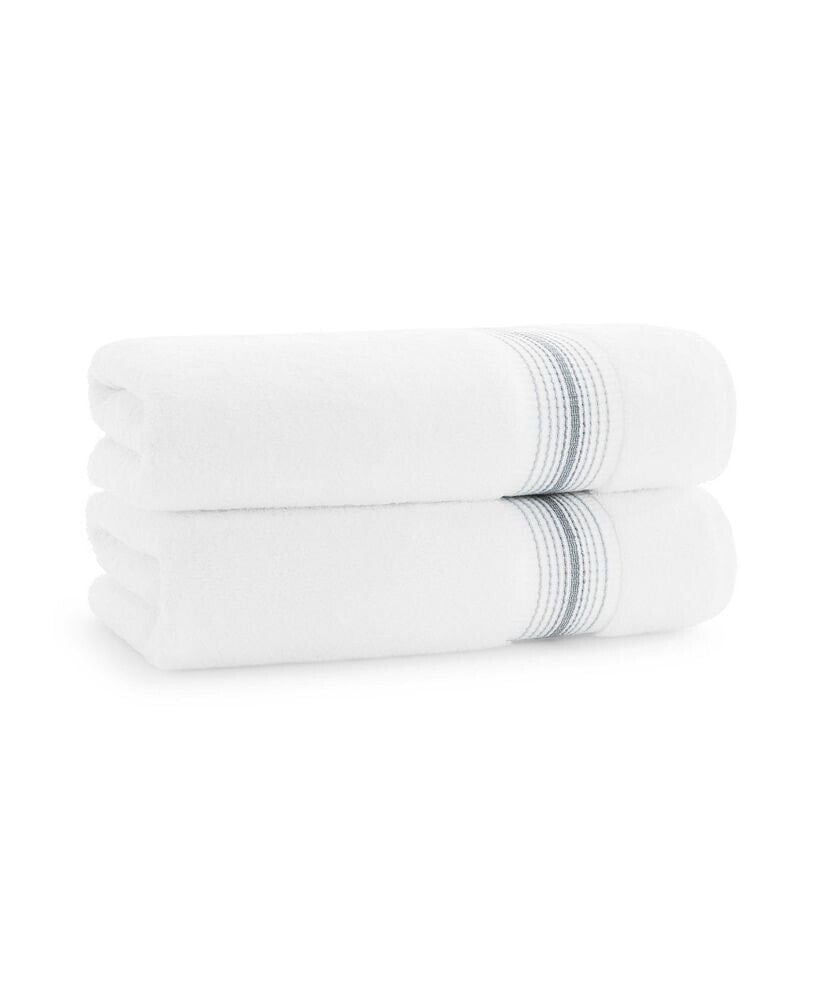 Aston and Arden white Turkish Luxury Striped Towels with for Bathroom 600 GSM, 30x60 in., 2-Pack , Super Soft Absorbent Bath Towels