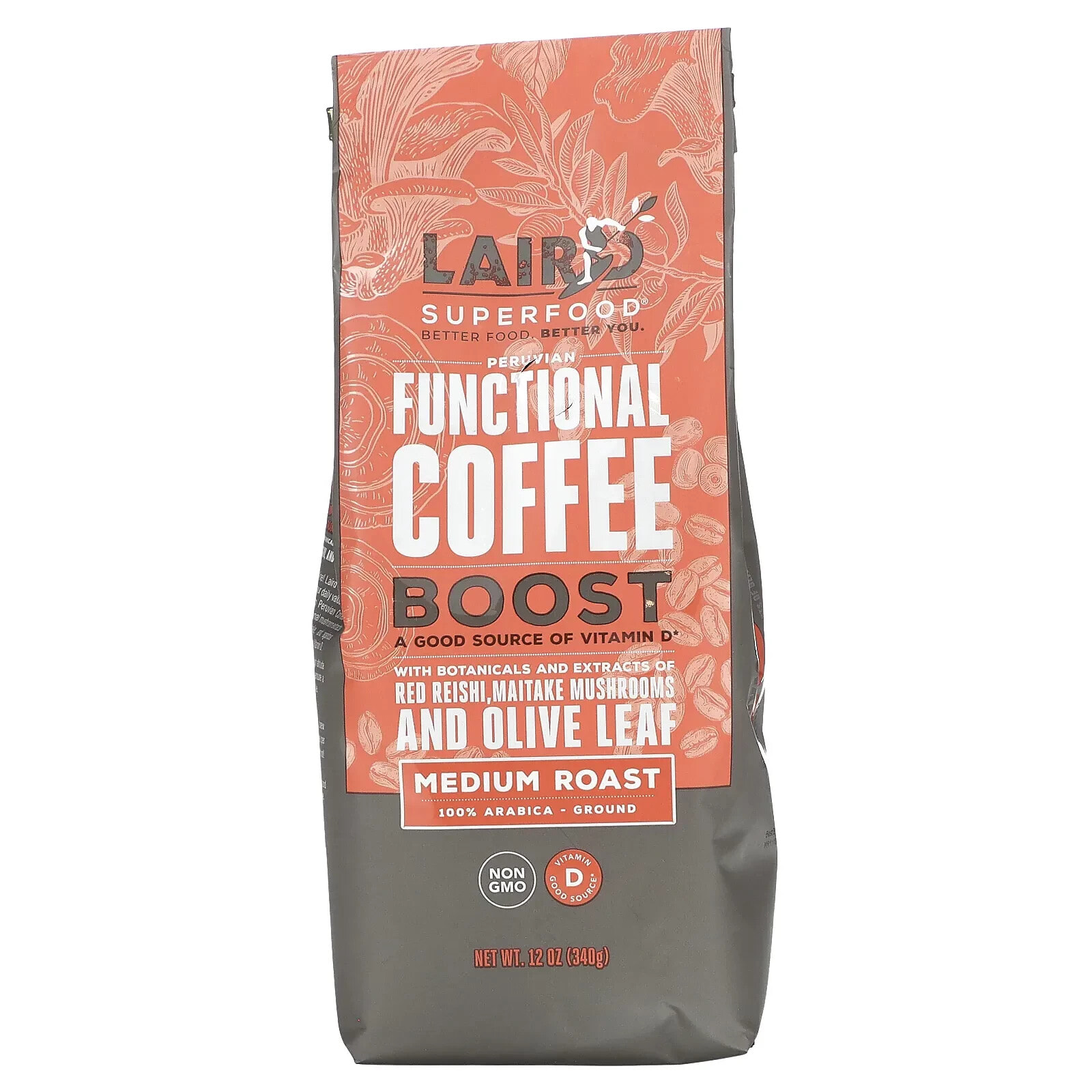 Functional Mushroom Coffee, Defend, Ground, Medium Roast, 12 oz (340 g)