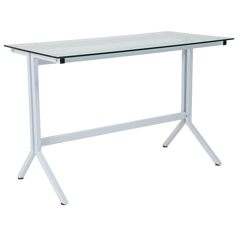 Flash Furniture winfield Collection Glass Computer Desk With White Metal Frame