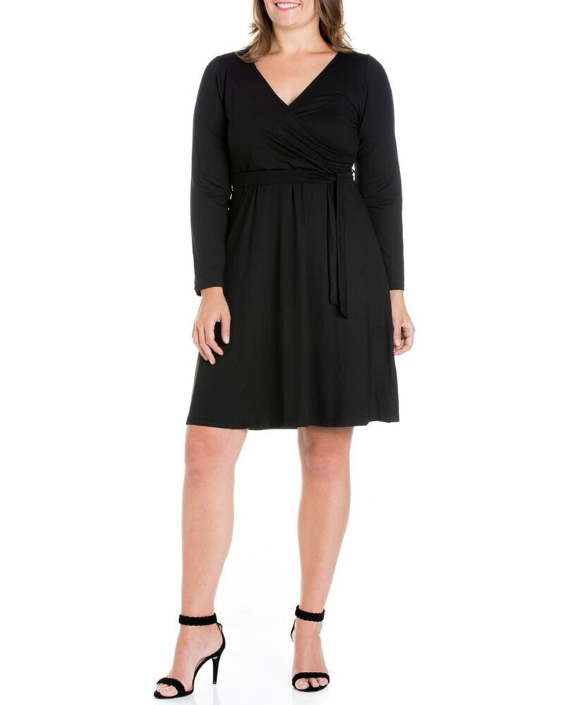 Women's Plus Size Classic Belted Dress 24seven Comfort Apparel