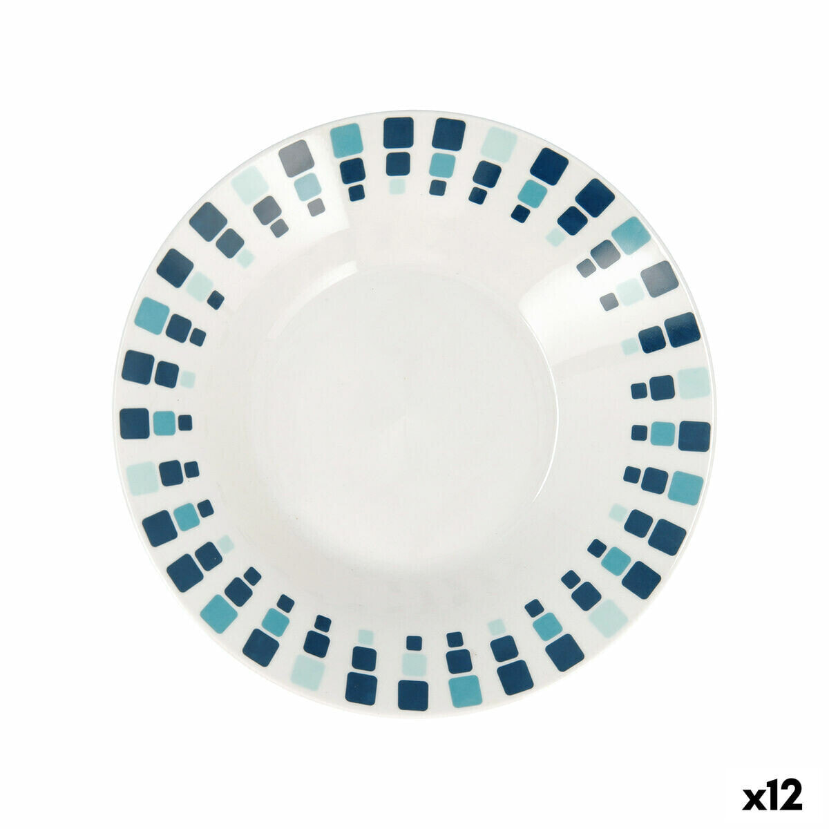 Deep Plate Quid Simetric Blue Ceramic 20 cm (12 Units)
