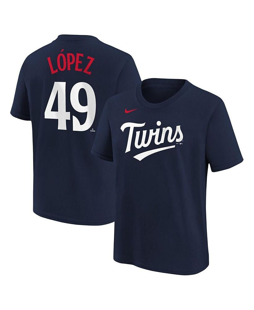 Nike big Boys Pablo Lopez Navy Minnesota Twins Name and Number T-shirt