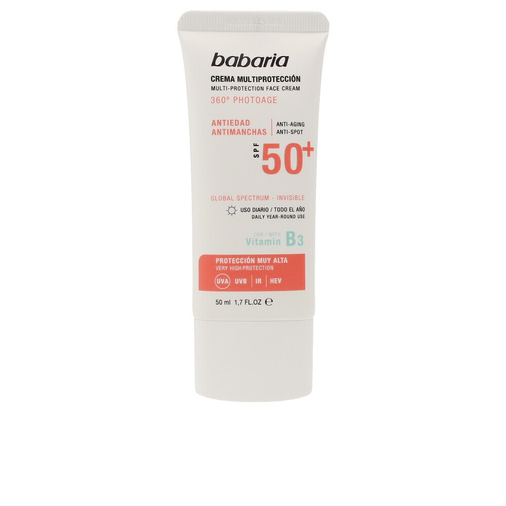 Babaria Multi-Protection Face Cream SPF50 Солнцезащитный крем для лица с ниацином против пигментных пятен и возрастных изменений 50 мл