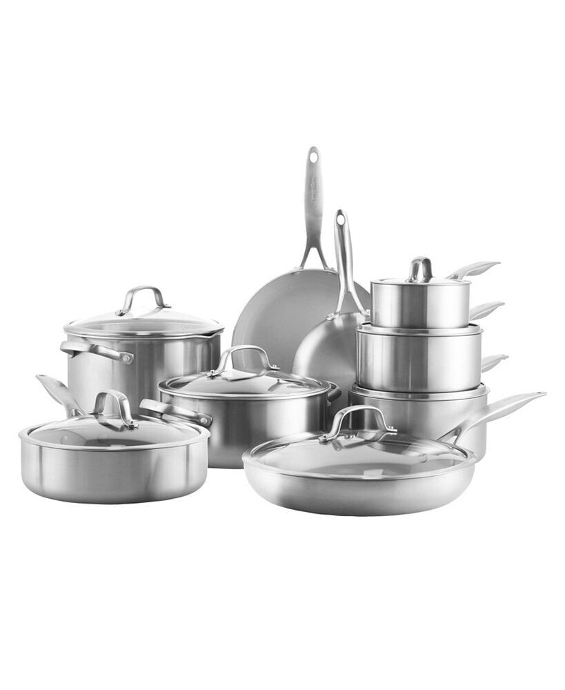 Venice Pro Tri-Ply Stainless Steel Healthy Ceramic Nonstick 16 Piece Cookware Pots and Pans Set