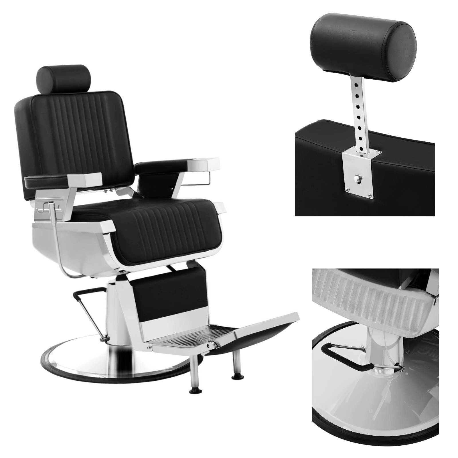 Professional barber chair with a rotating footrest LUXURIA Physa black