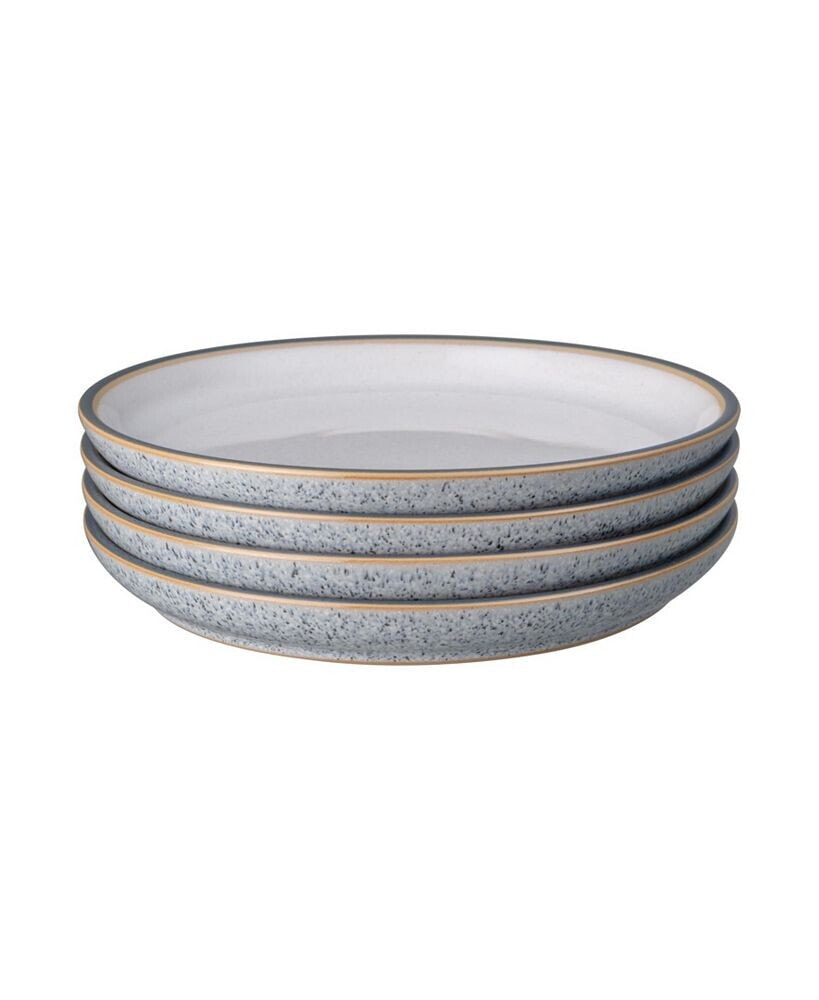 Denby studio Craft Grey/White 4 Piece Medium Coupe Plate Set