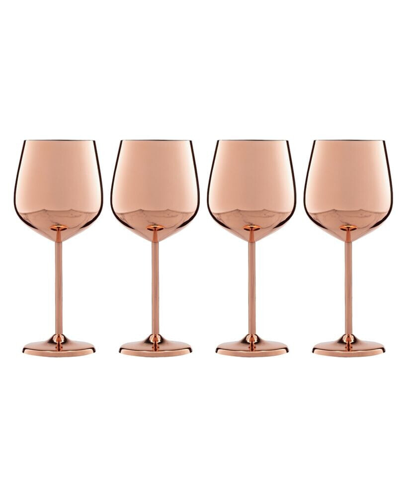 Cambridge 18 Oz Copper Stainless Steel White Wine Glasses, Set of 4