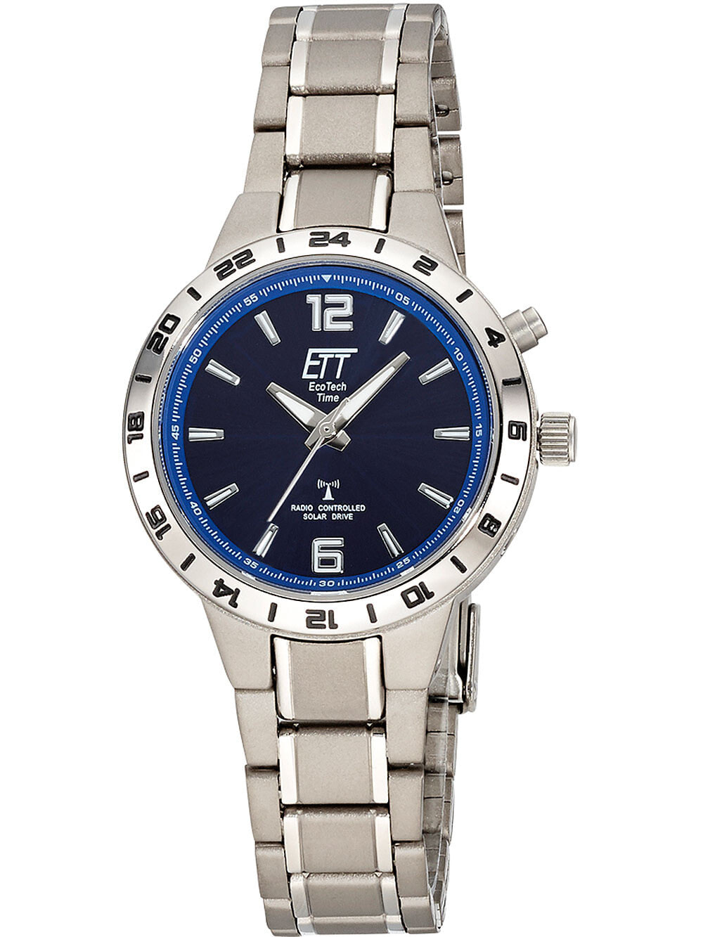 Мужские наручные часы с серебряным браслетом ETT ELT-11447-31M Funk Solar Drive Basic Titan ladies 32mm 5ATM