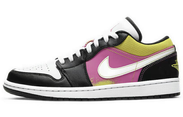 Jordan Air Jordan 1 Low 低帮 复古篮球鞋 男款 黑粉 / Кроссовки Nike Air Jordan 1 Low Black Active Fuchsia Cyber (Многоцветный, Черно-белый)