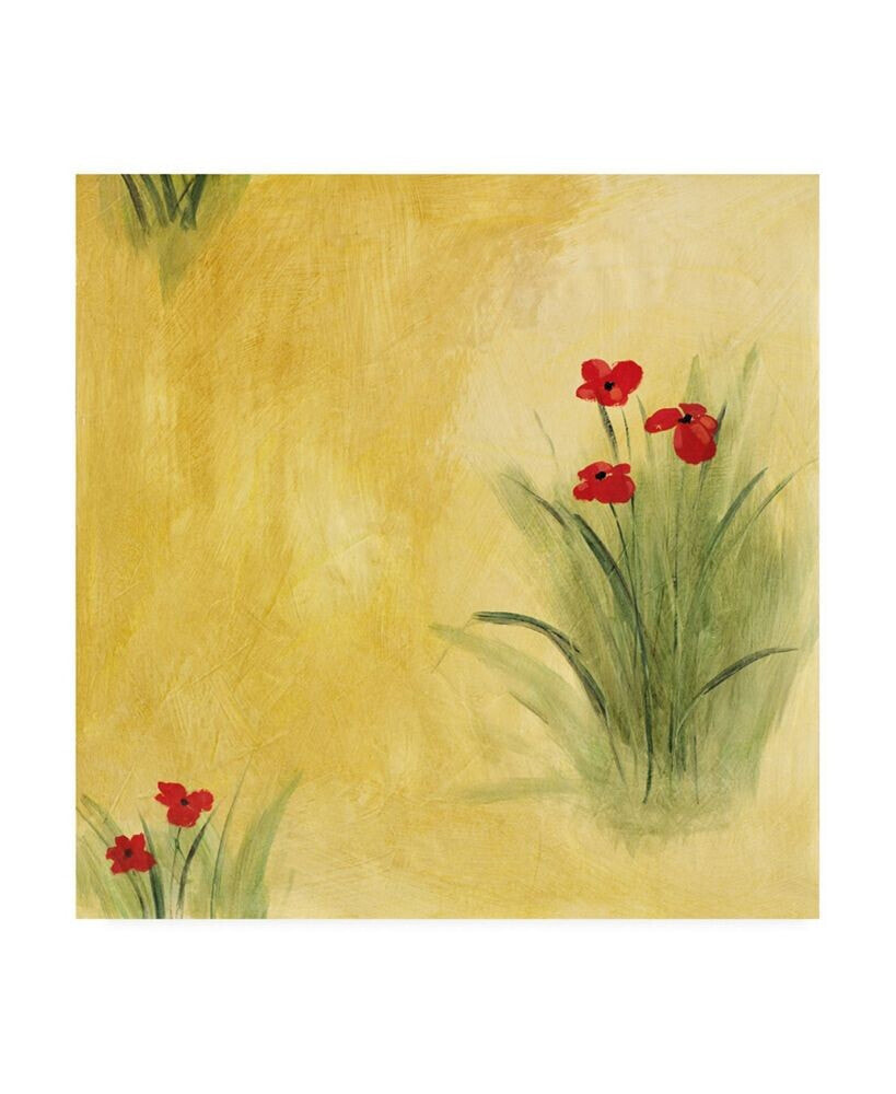 Trademark Global pablo Esteban Red Flowers on Yellow Canvas Art - 36.5