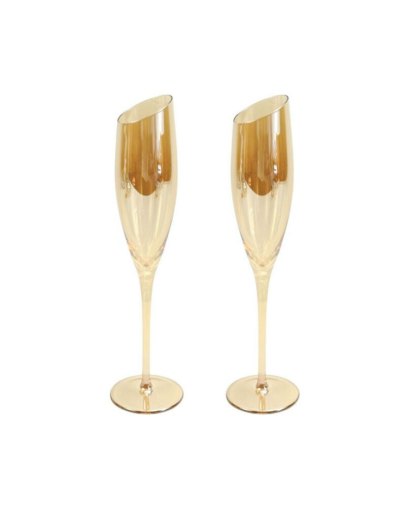 Jeanne Fitz slant Collection Champagne Glasses, Set of 2