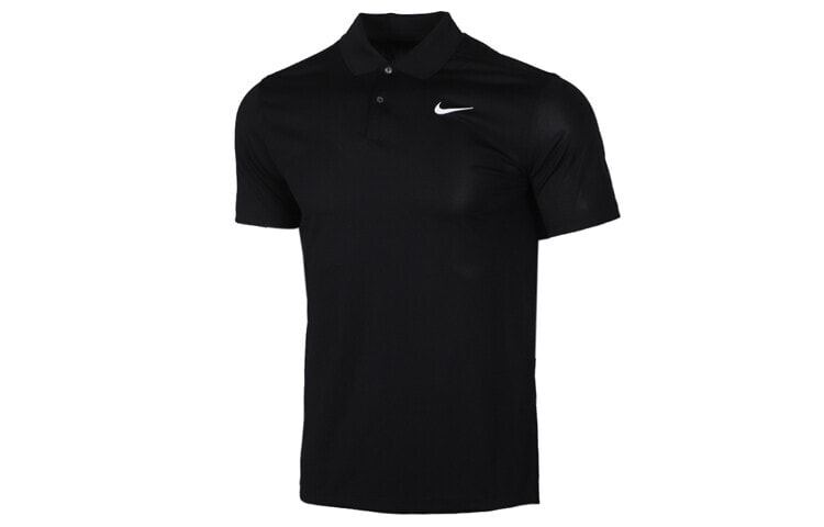 Nike Logo 速干透气运动短袖Polo衫 男款 黑色 / Поло Nike BV0355-010