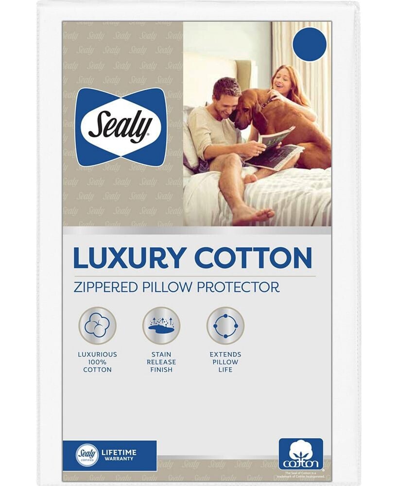 Sealy luxury Cotton Zippered Pillow Protector, King