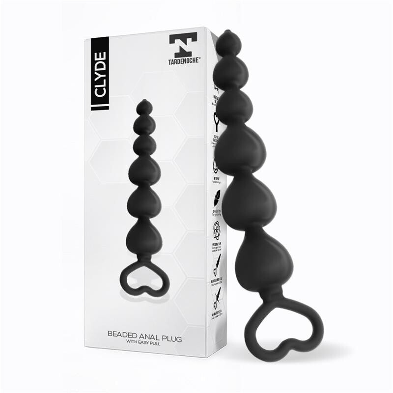 Плаг или анальная пробка TARDENOCHE Clyde Beaded Butt Plug with Easy Pull Ring Silicone Black