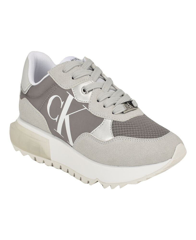 Calvin Klein Jeans women's Magalee Casual Logo Lace-Up Sneakers