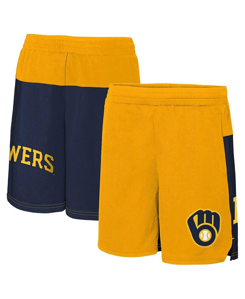 Youth Boys and Girls Gold Milwaukee Brewers 7th Inning Stretch Shorts