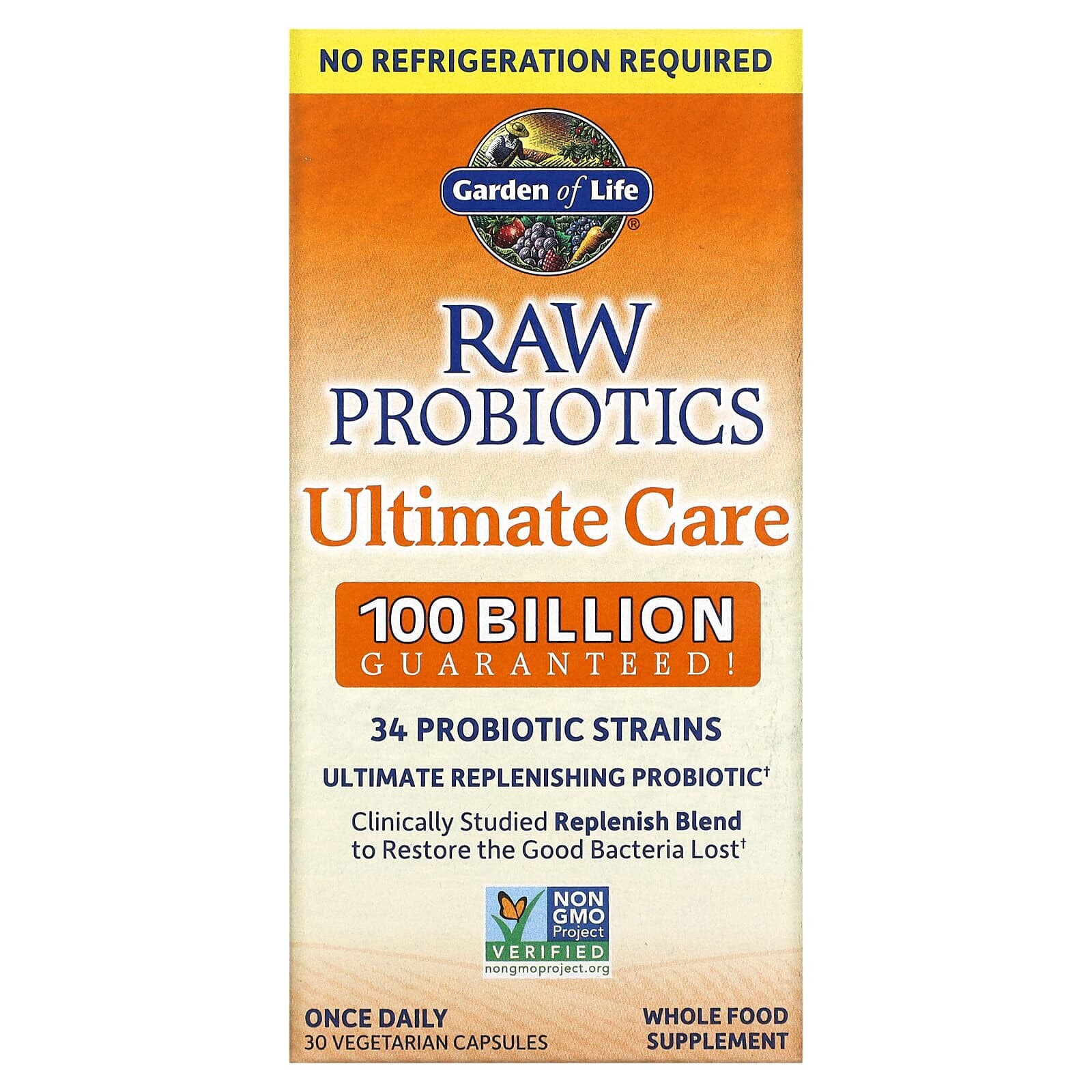 Garden of Life, RAW Probiotics Ultimate Care, 30 вегетарианских капсул