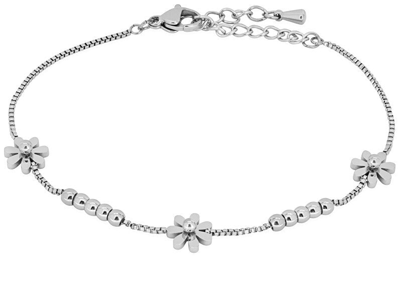 Delicate steel bracelet with flowers