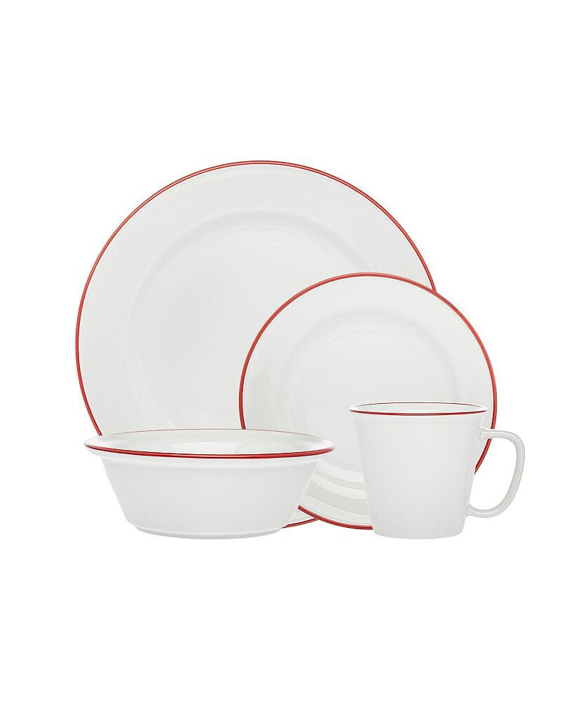 Godinger Bistro Red Band 16-PC Porcelain Dinnerware Set