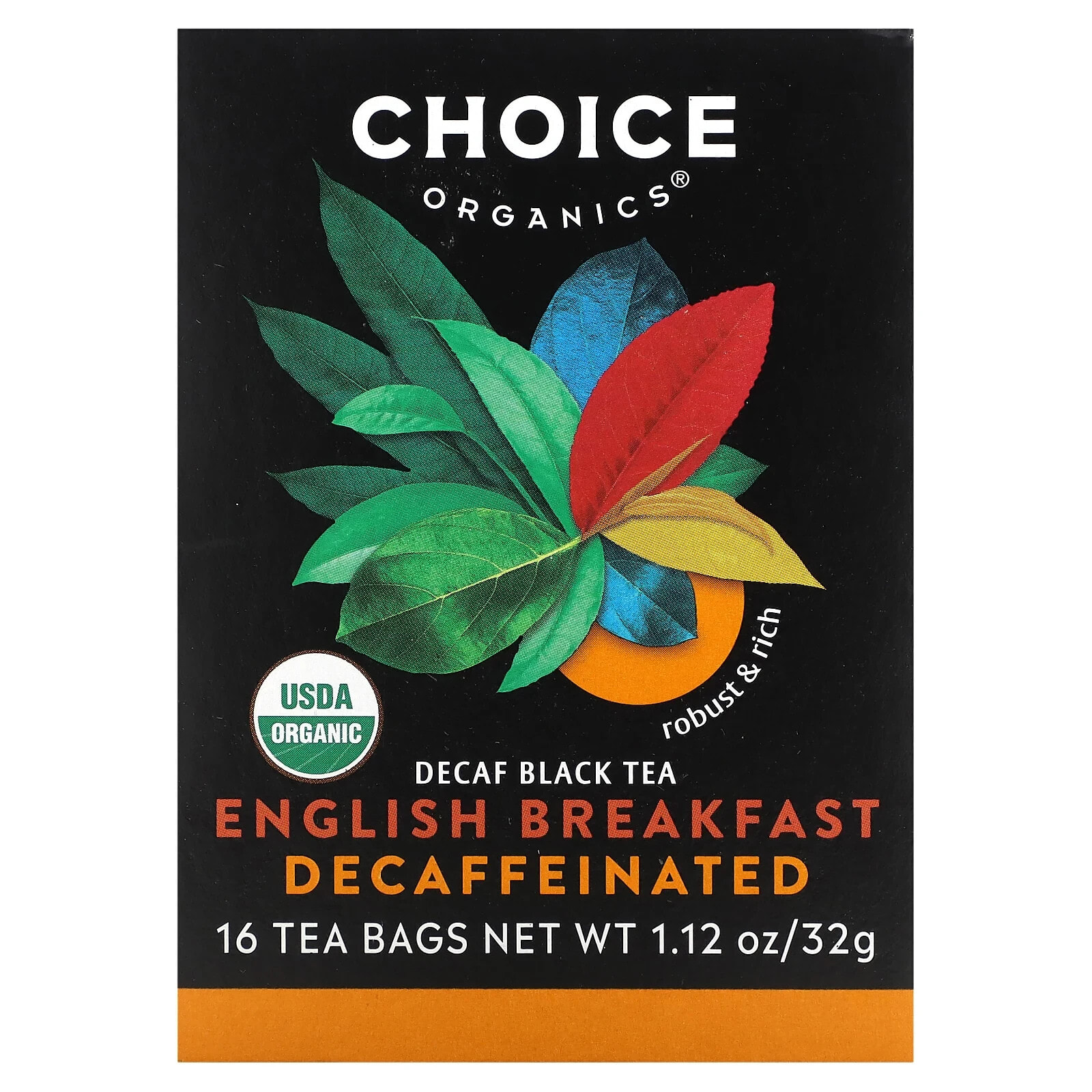 Choice Organic Teas, Черный чай без кофеина, эрл Грей без кофеина, 16 чайных пакетиков, 32 г (1,12 унции)