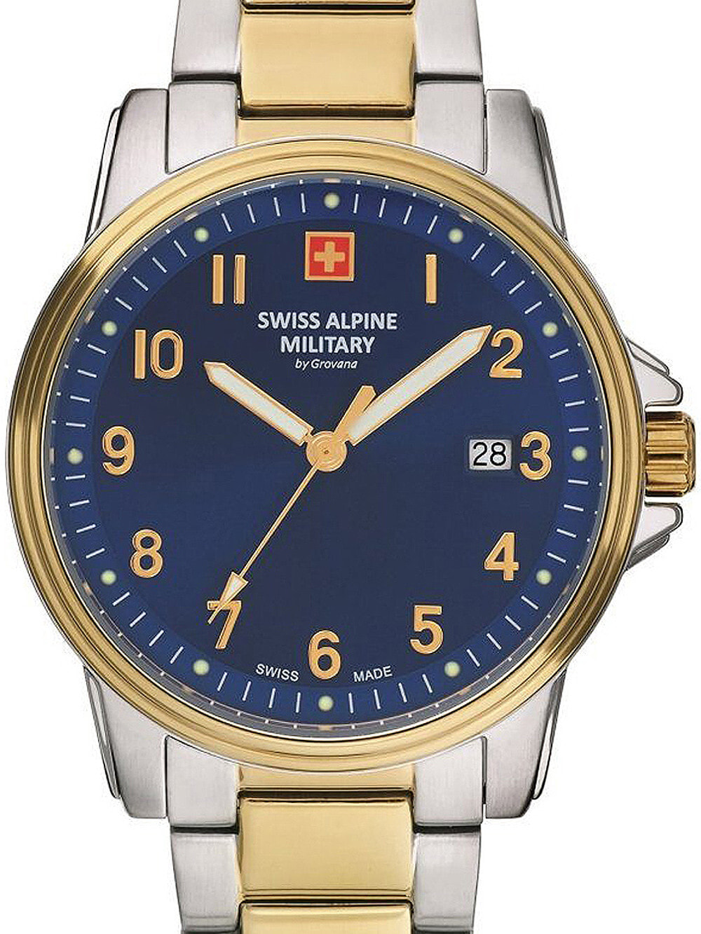 Мужские наручные часы с серебряным браслетом Swiss Alpine Military 7011.1145 mens 40mm 10ATM