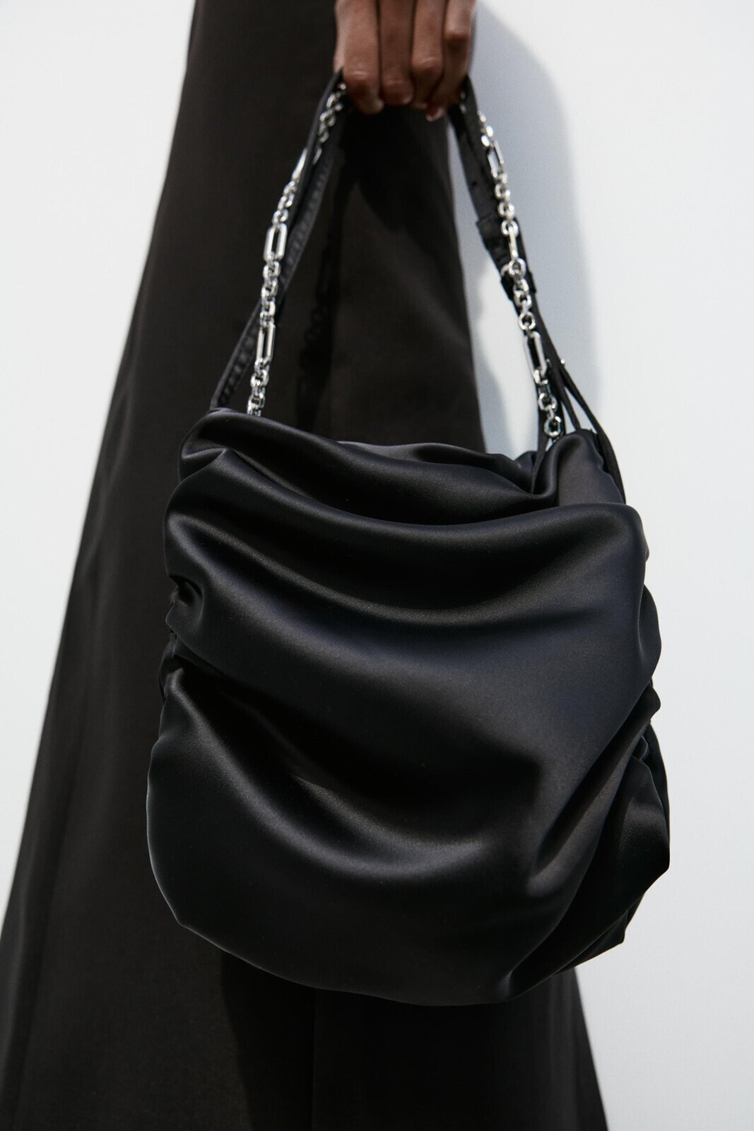 Satin-effect shoulder bag