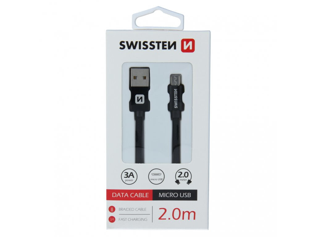 Swissten TEXTILE USB/MICRO USB 2.0 M DATENKABEL SCHWARZ - Digital