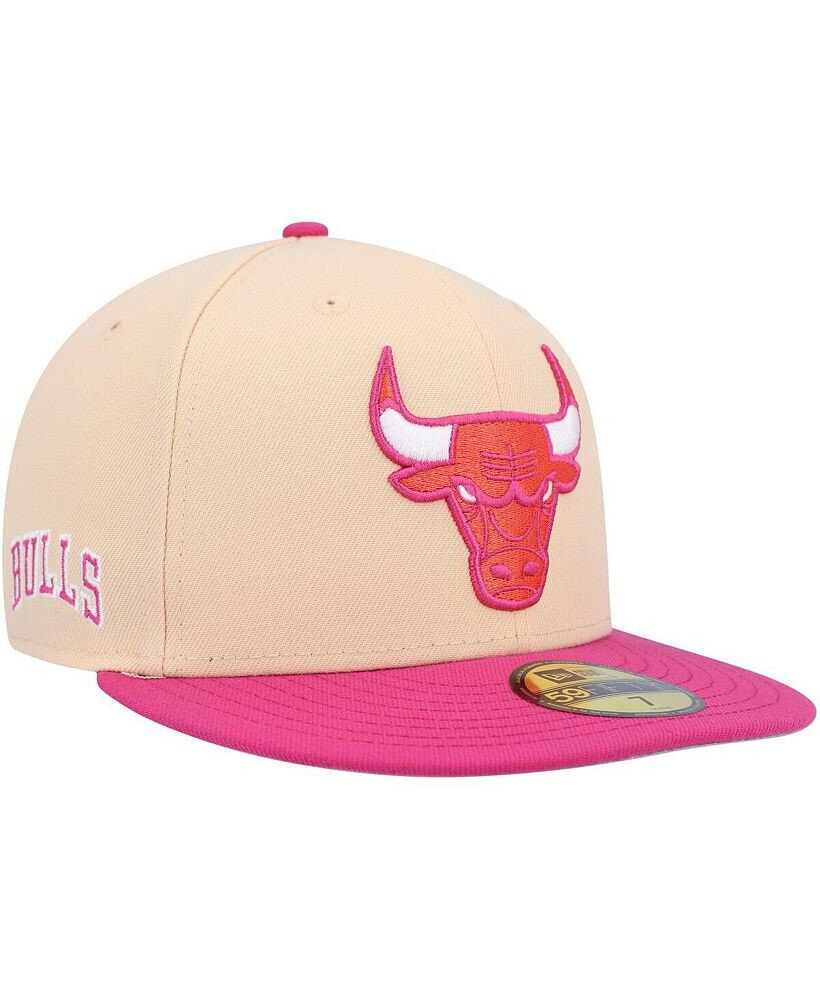 New Era men's Orange, Pink Chicago Bulls Passion Mango 59FIFTY Fitted Hat