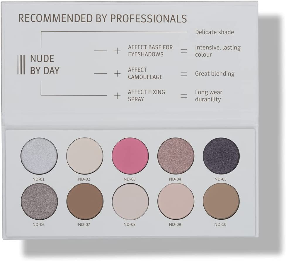 Affect Nude By Day Pressed Eyeshadow Palette Палетка теней для век 10 оттенков,  20 г