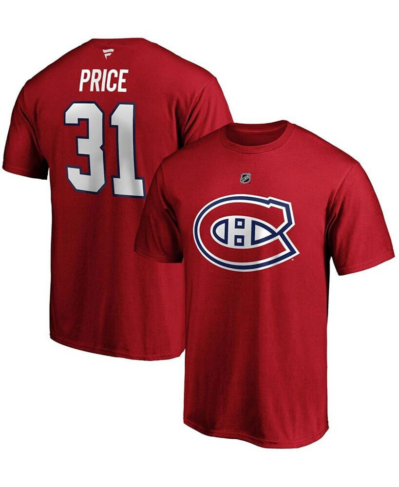 Men's Branded Carey Price Red Montreal Canadiens Team Authentic Stack Name and Number T-shirt
