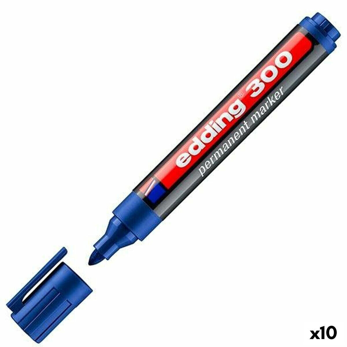 Постоянный маркер Edding 300 Синий (10 штук)