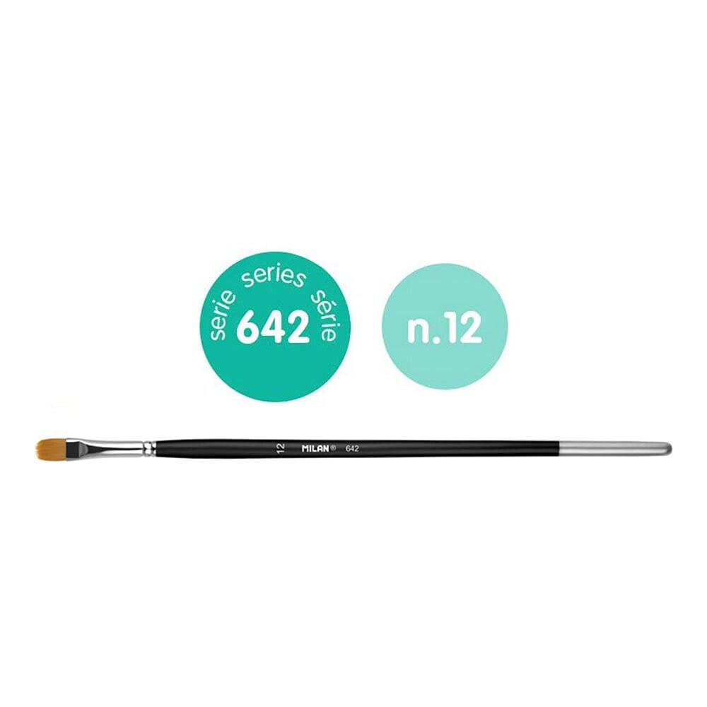 MILAN ´Premium Synthetic´ Cat´S Tongue Paintbrush With LonGr Handle Series 642 No. 12