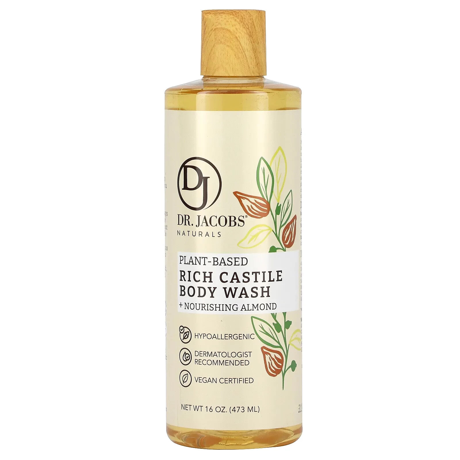 Plant-Based Rich Castle Body Wash, Nourishing Almond, 16 oz (473 ml)