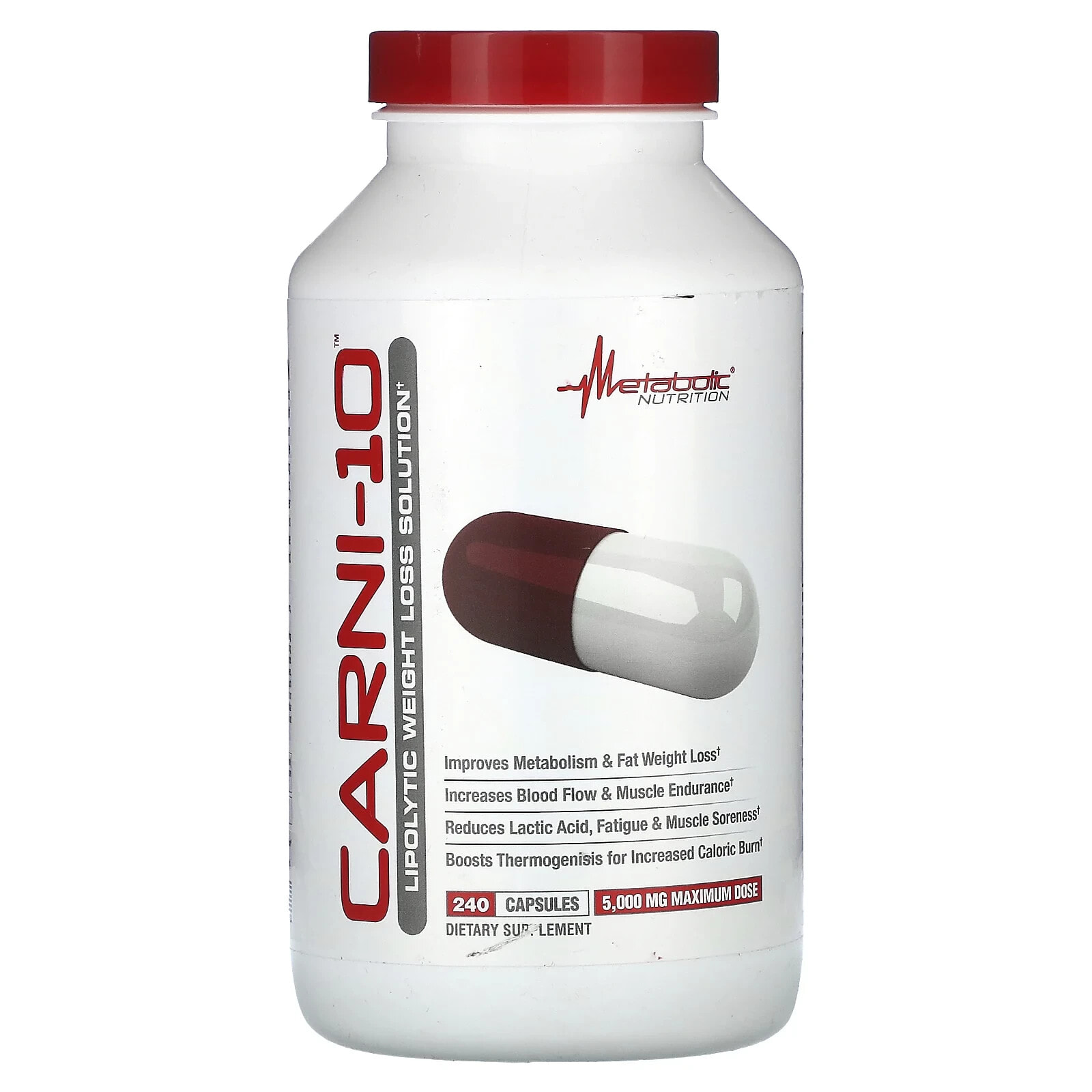Metabolic Nutrition, Carni-10, 625 мг, 240 капсул