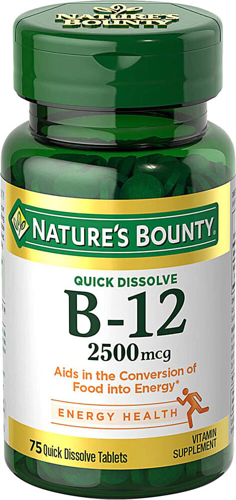 Nature's Bounty B-12 Витамин В12 2500 мкг 75 быстрорастворимых таблеток