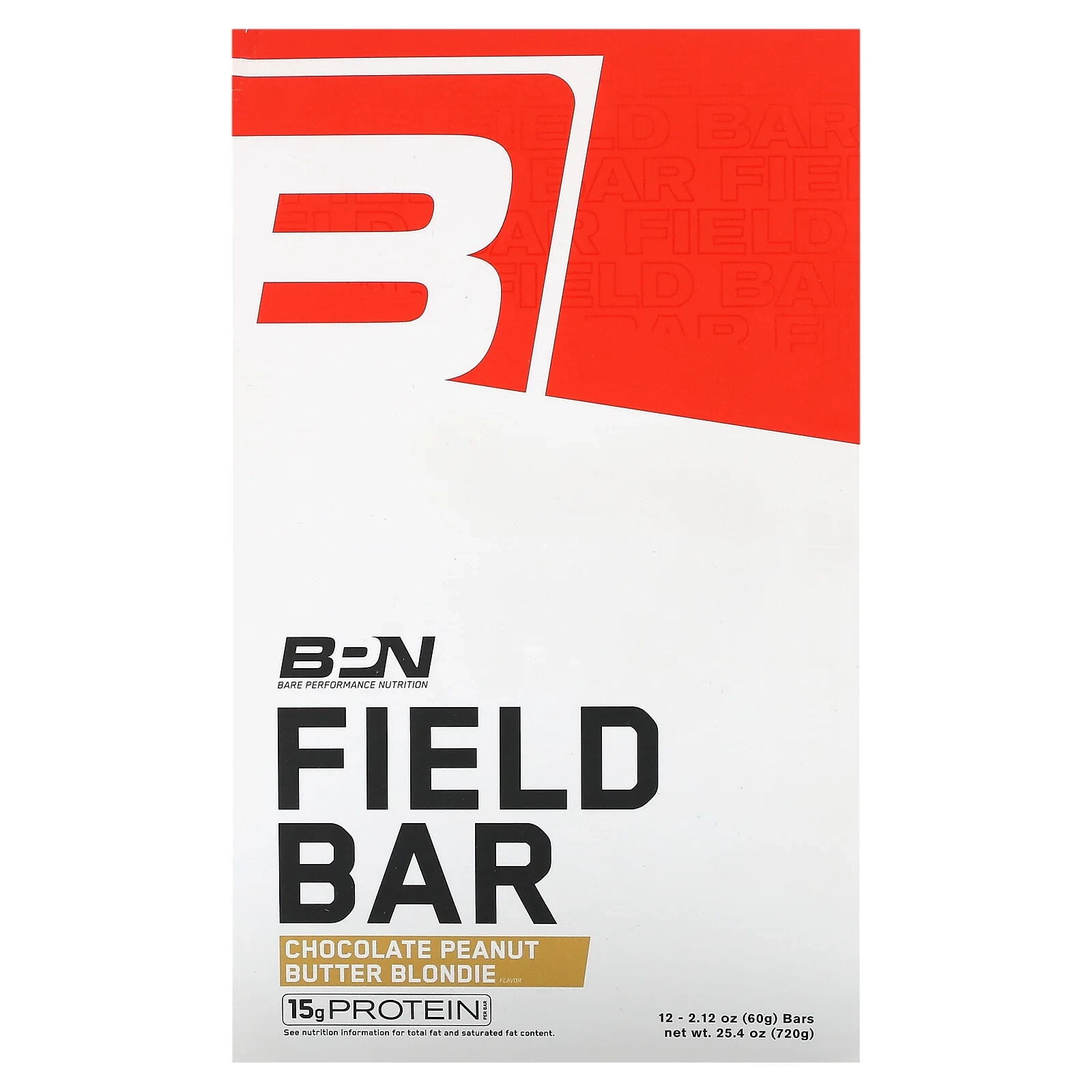 Bare Performance Nutrition, Field Bar, шоколадный блонди с арахисовой пастой, 12 батончиков по 60 г (2,12 унции)