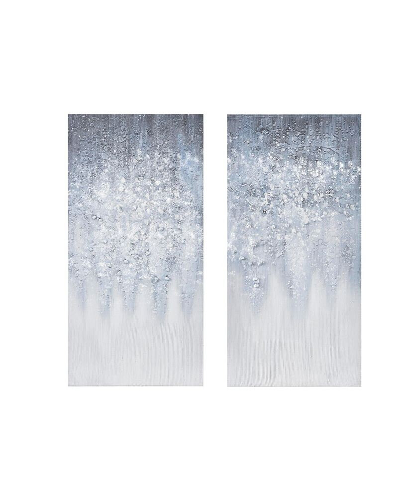 Winter Glaze Heavy Textured Canvas with Glitter Embellishment 2-Pc Set