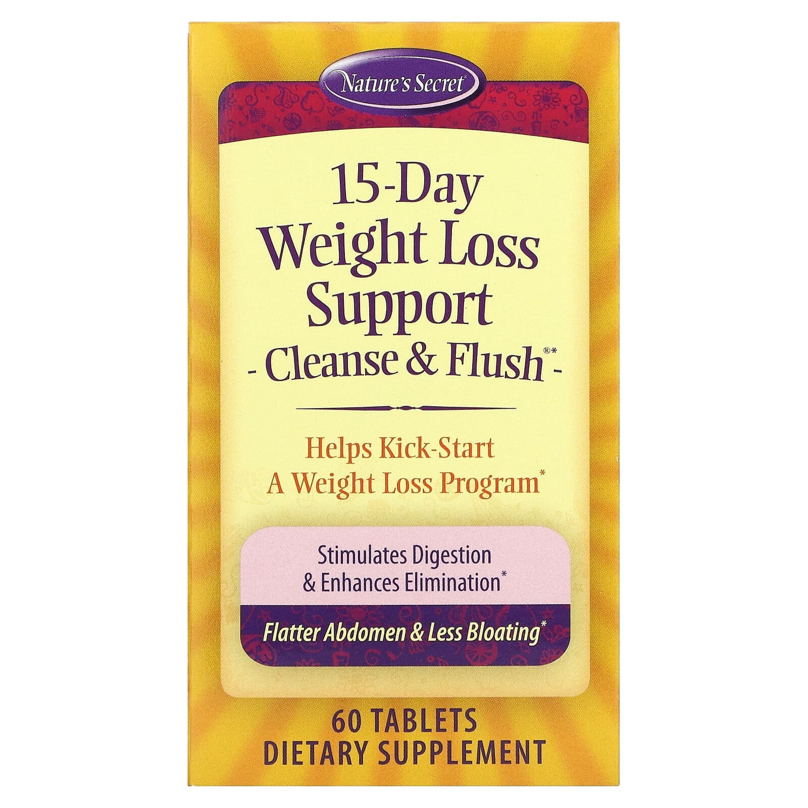 Nature's Secret, 15-Day Weight Loss Support, Cleanse & Flush, 60 Tablets