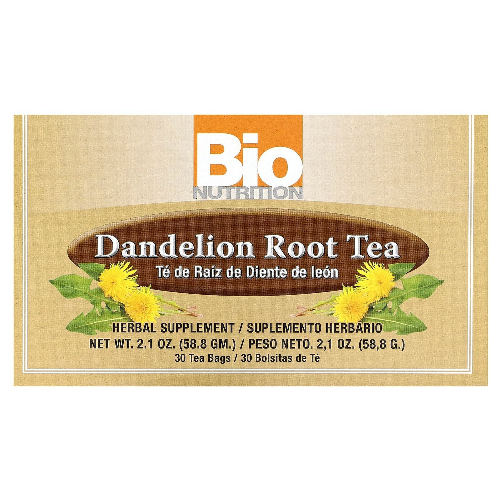 Bio Nutrition, Чай из корня одуванчика, 30 чайных пакетиков по 1,96 г (0,07 унции)