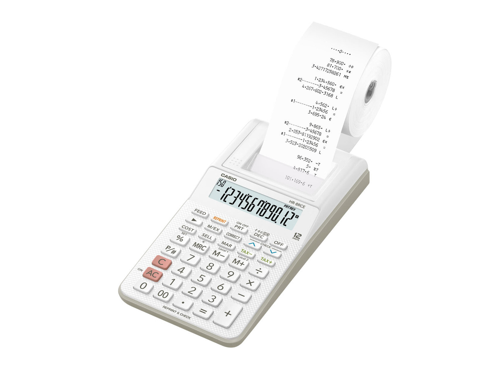 Casio HR-8RCE калькулятор Настольный Печатающий Белый HR-8RCE-WE