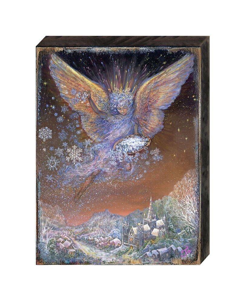 Designocracy snow Angel Wall and Table Top Wooden Decor by Josephine Wall