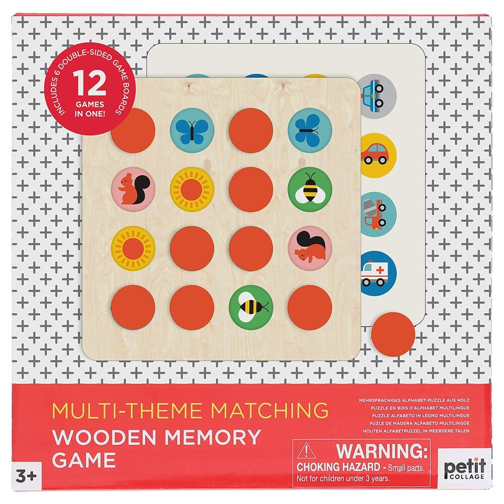 PETIT COLLAGE Multi-Theme Matching Wooden Memory Board Game