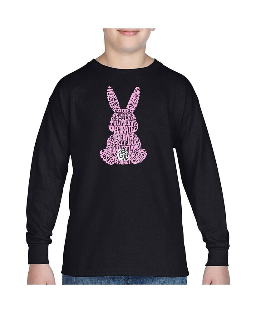 LA Pop Art big Boy's Word Art Long Sleeve T-shirt - Easter Bunny