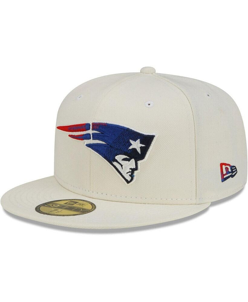 New Era men's Cream New England Patriots Chrome Color Dim 59FIFTY Fitted Hat