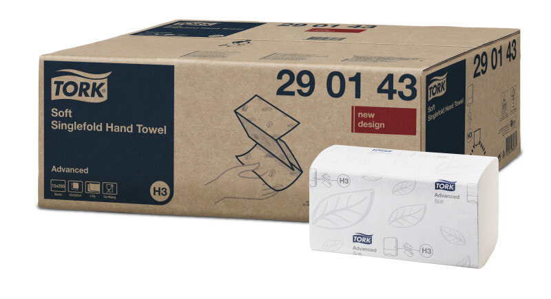 Tork 290143 Бумажные полотенца 2 слойные Белый   23 см х 22,60 см  15 х 250 шт./упаковка 3750 шт