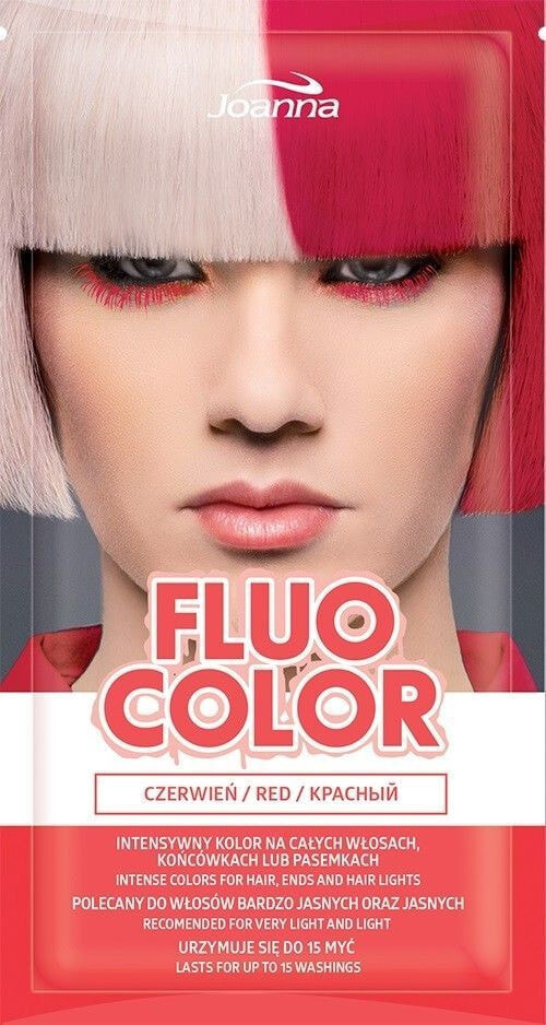 Joanna Fluo Color Red Shampoo Интенсивно окрашивающий шампунь для волос, оттенок красный 35 г