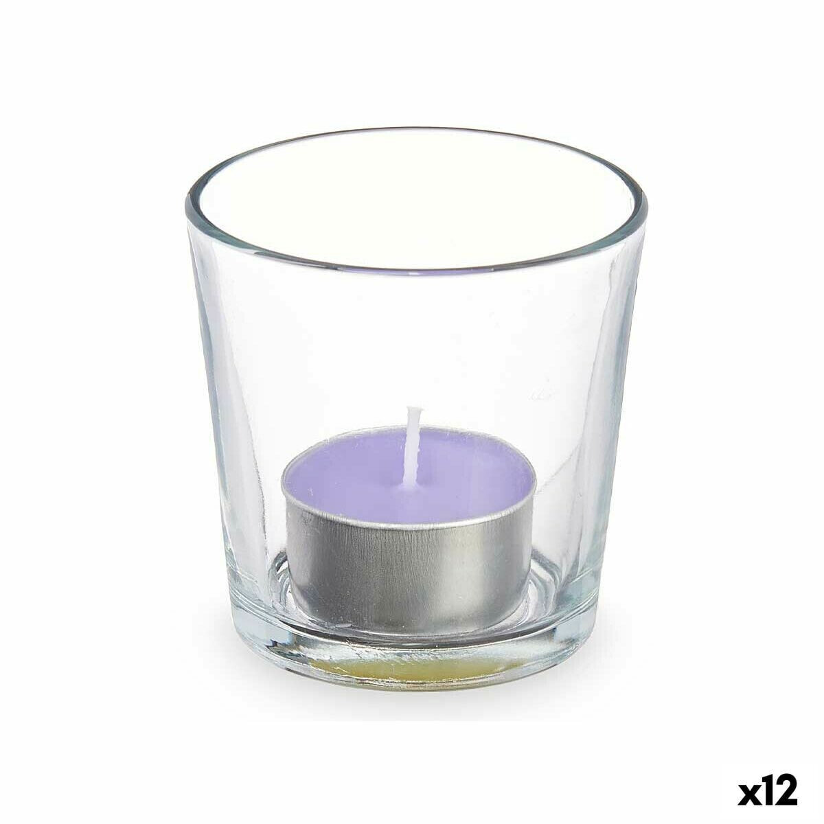 Scented Candle 7 x 7 x 7 cm (12 Units) Glass Lavendar