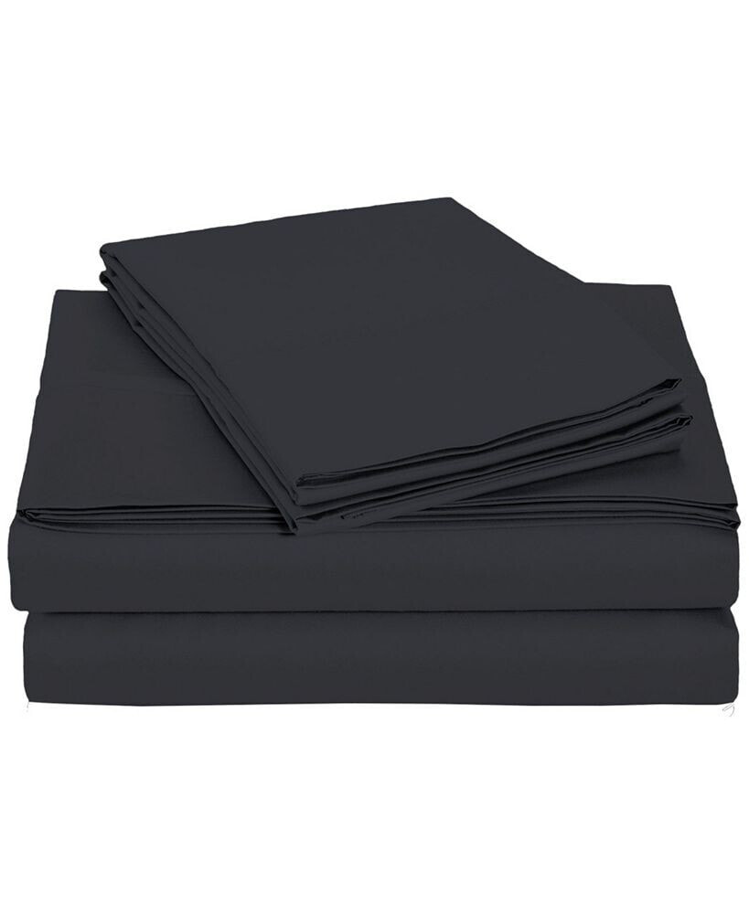 Universal Home Fashions university 6 Piece Black Solid Queen Sheet Set