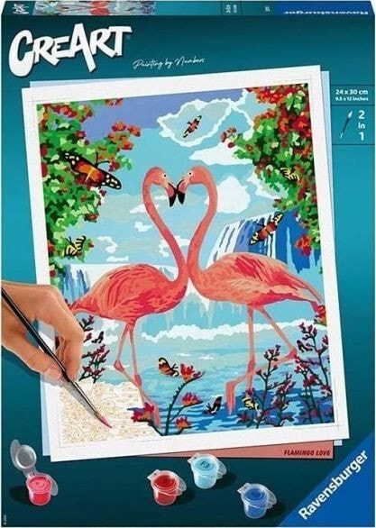 Раскраска для рисования Ravensburger Malowanka CreArt Zakochane flamingi