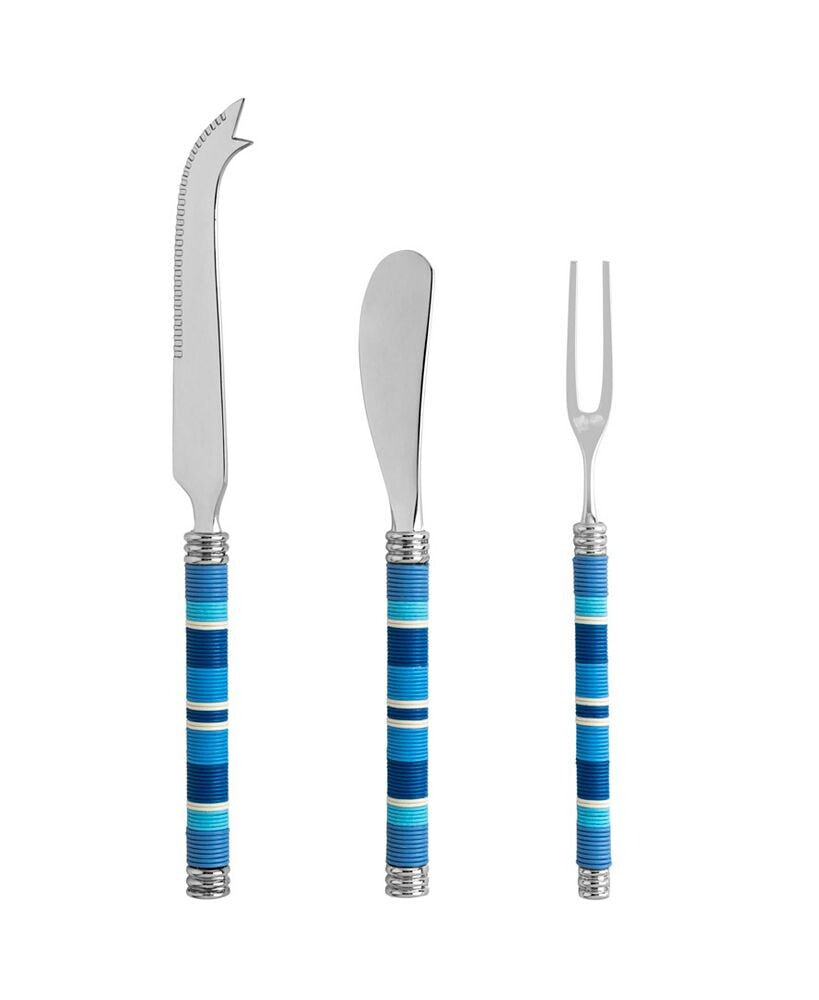 French Home jubilee Cheese Knife, Spreader and Fork Set - Shades of Denim